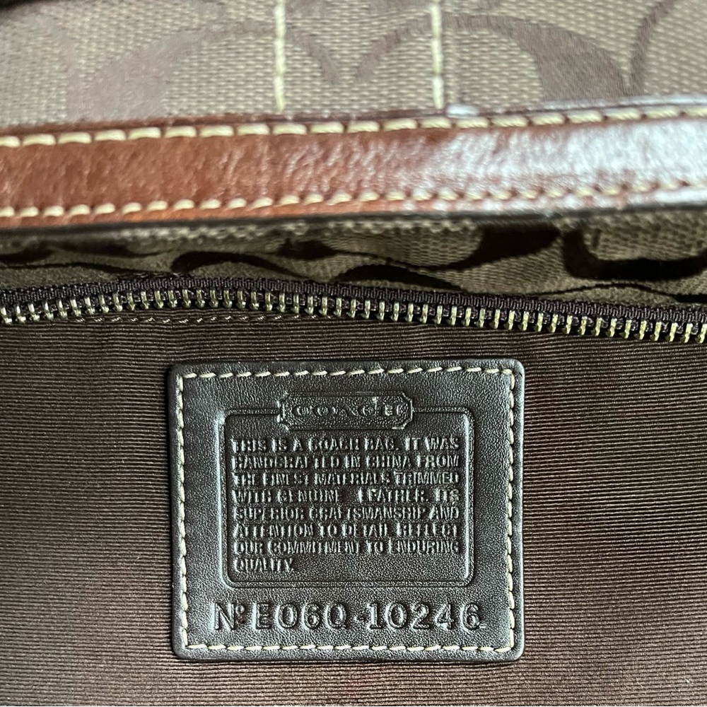 Coach Brown Signature Canvas Satchel with Leather Trim - Picture 12 of 15